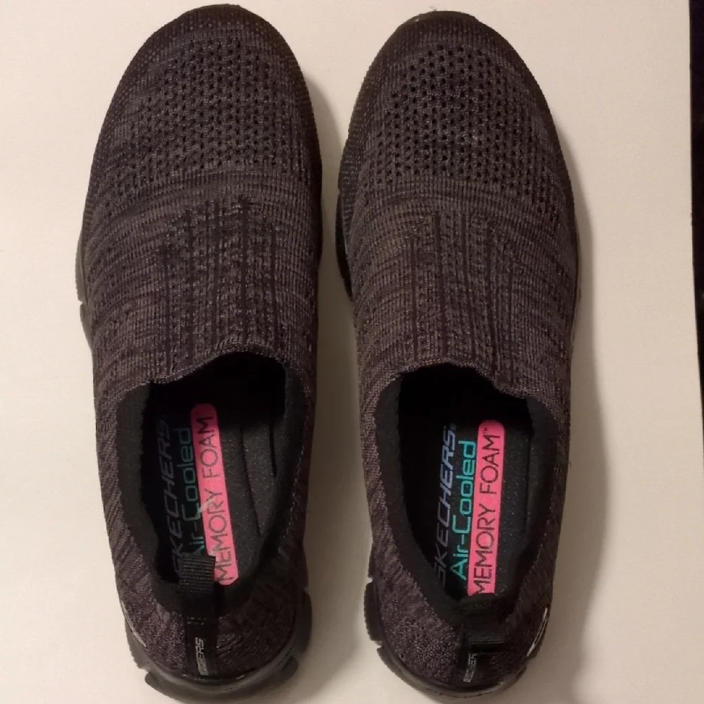 Skechers Slip-On Knit Sneakers in Dark Gray